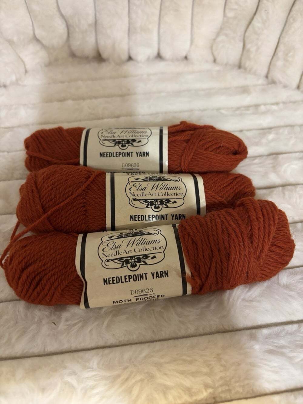 Vintage Elsa Williams Needlepoint Yarn Skeins Burnt Orange 100% Wool 40 Yd Each